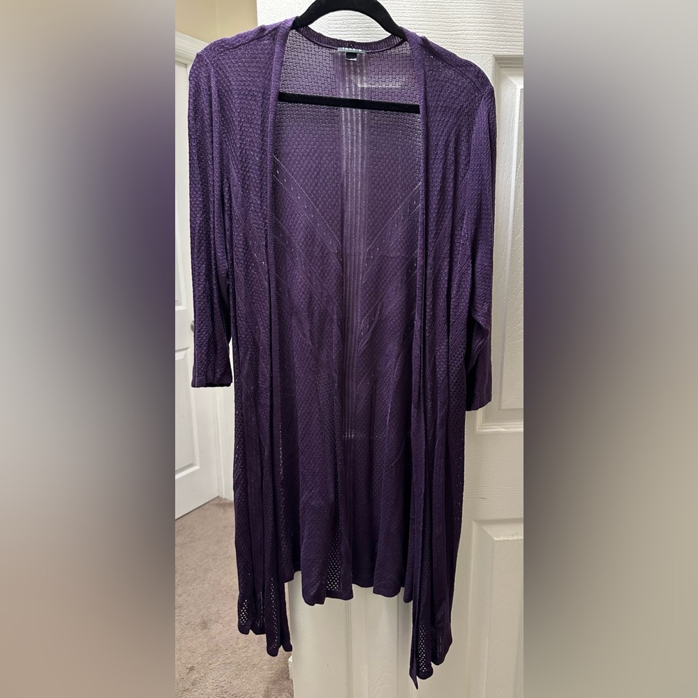 Women's Purple Open-Front Sweater - Picture 5 of 13